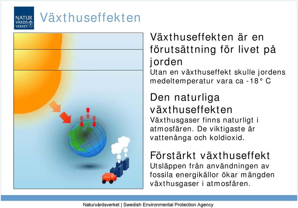 De viktigaste är vattenånga och koldioxid.