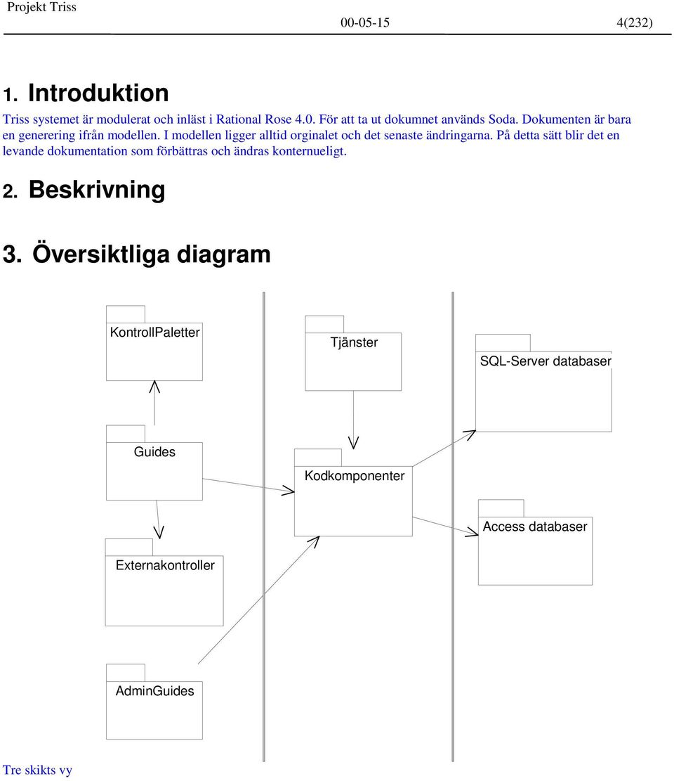 På detta sätt blir det en levande dokumentation som förbättras och ändras konternueligt. 2. Beskrivning 3.