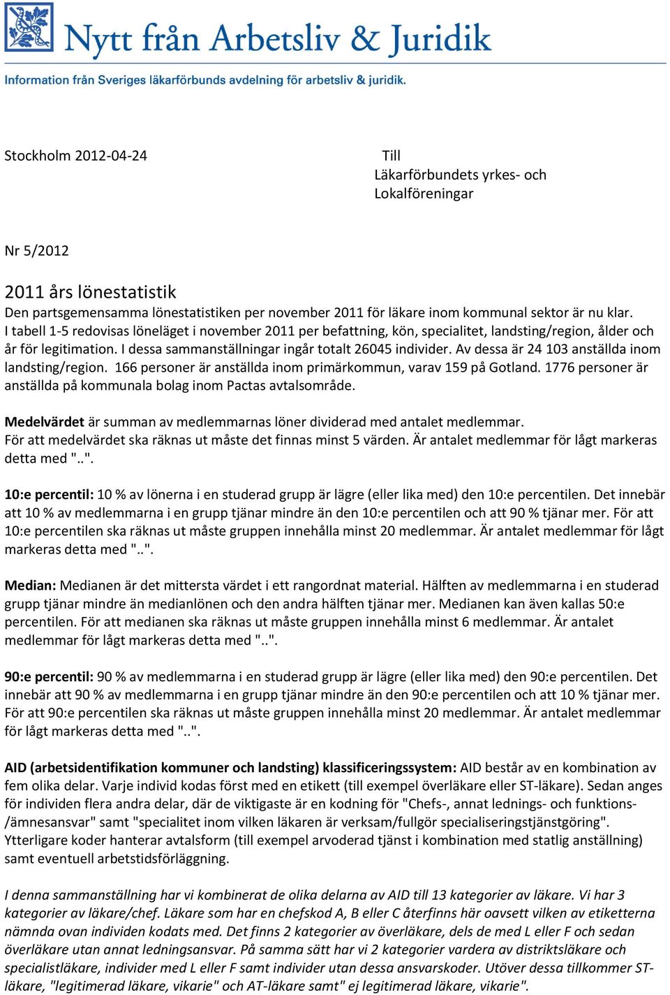 Av dessa är 24 103 anställda inom landsting/region. 166 personer är anställda inom primärkommun, varav 159 på Gotland. 1776 personer är anställda på kommunala bolag inom Pactas avtalsområde.