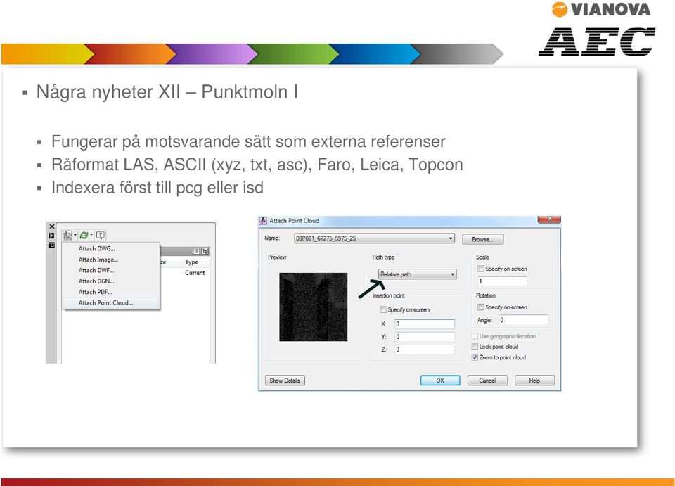 Råformat LAS, ASCII (xyz, txt, asc), Faro,