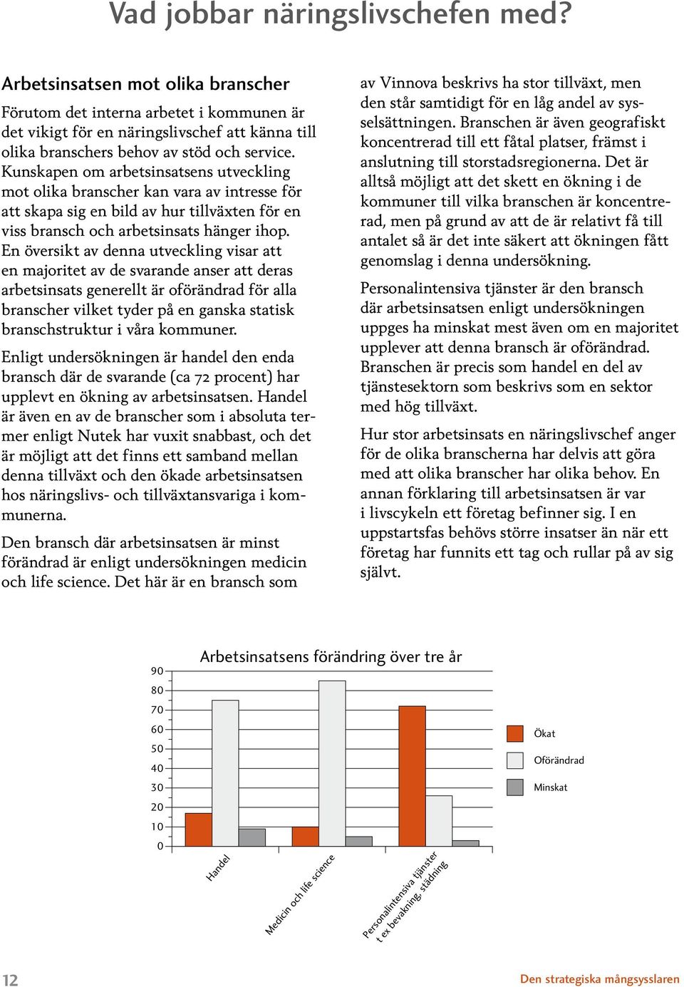 Kunskapen om arbetsinsatsens utveckling mot olika branscher kan vara av intresse för att skapa sig en bild av hur tillväxten för en viss bransch och arbetsinsats hänger ihop.