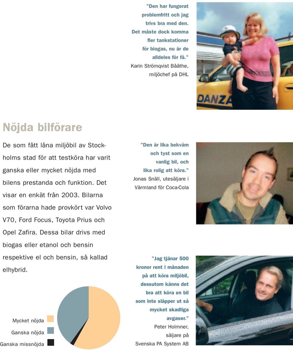 Det visar en enkät från 2003. Bilarna som förarna hade provkört var Volvo V70, Ford Focus, Toyota Prius och Opel Zafira.