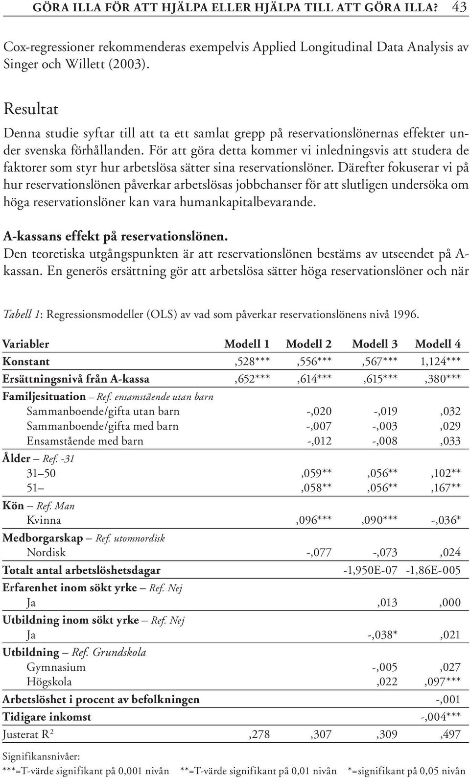 För att göra detta kommer vi inledningsvis att studera de faktorer som styr hur arbetslösa sätter sina reservationslöner.