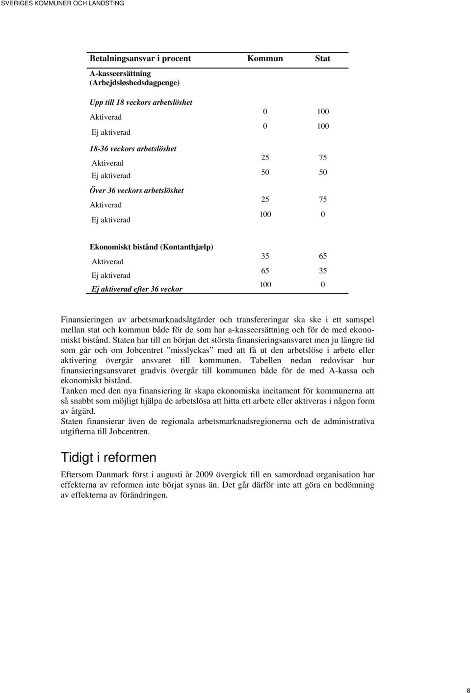 av arbetsmarknadsåtgärder och transfereringar ska ske i ett samspel mellan stat och kommun både för de som har a-kasseersättning och för de med ekonomiskt bistånd.