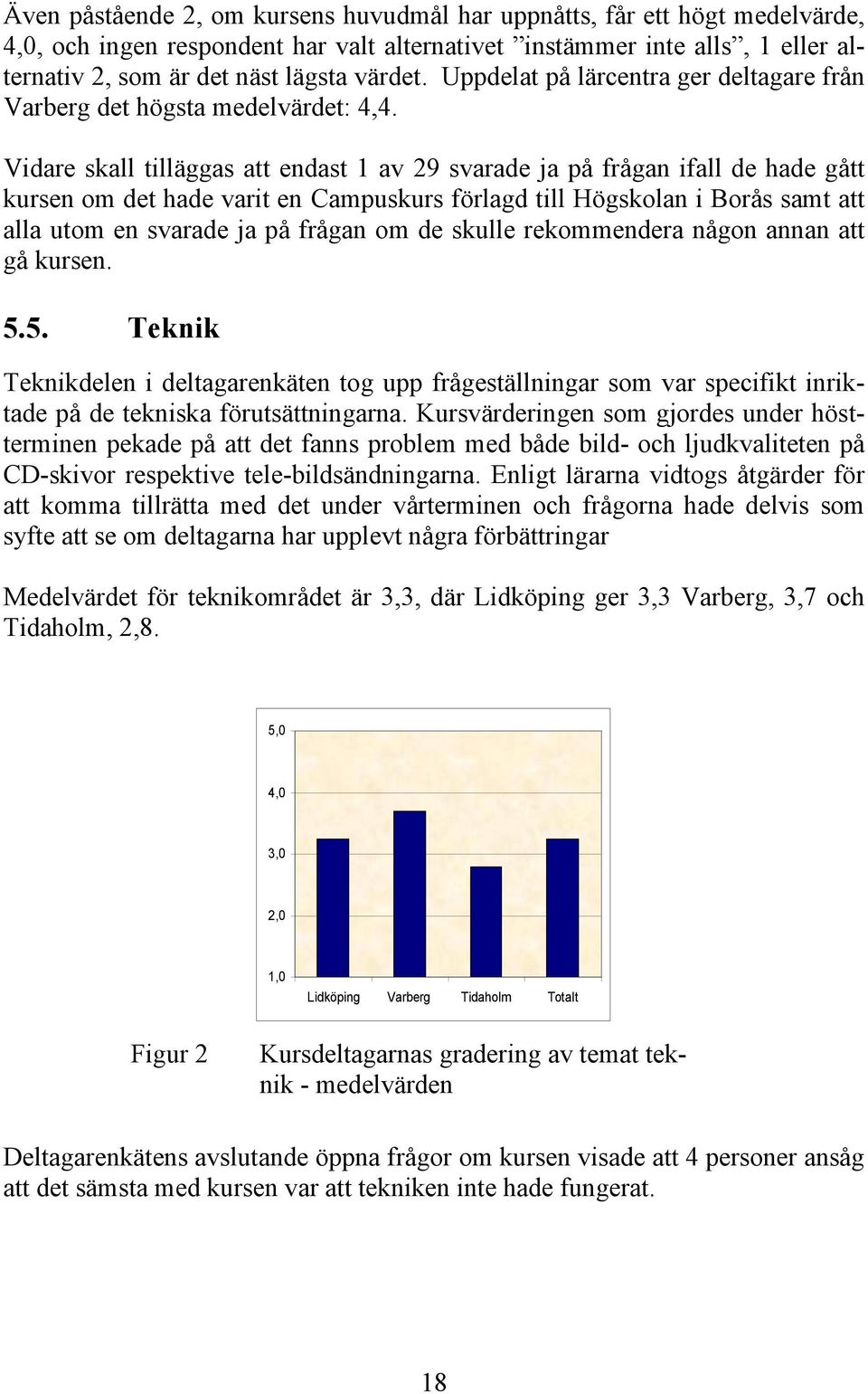 Vidare skall tilläggas att endast 1 av 29 svarade ja på frågan ifall de hade gått kursen om det hade varit en Campuskurs förlagd till Högskolan i Borås samt att alla utom en svarade ja på frågan om