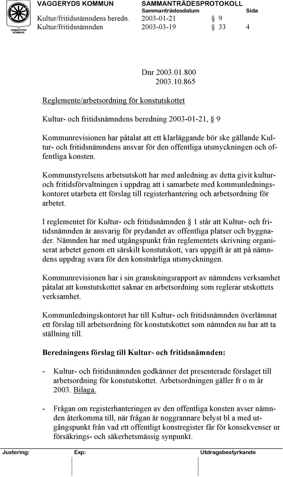 ansvar för den offentliga utsmyckningen och offentliga konsten.