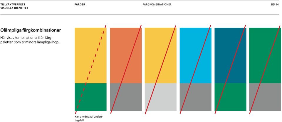 kombinationer från färgpaletten som är