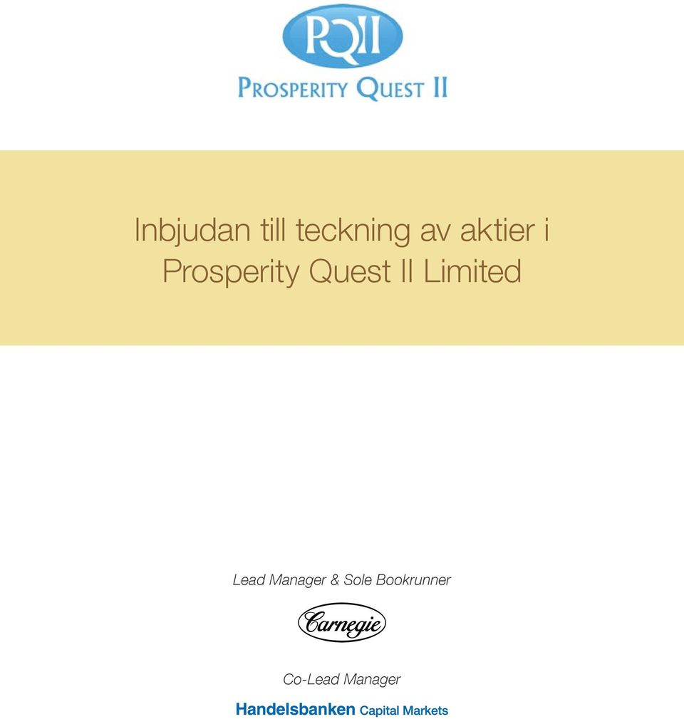 II Limited Lead Manager &