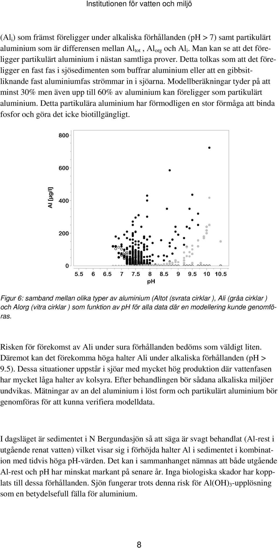 Detta tolkas som att det föreligger en fast fas i sjösedimenten som buffrar aluminium eller att en gibbsitliknande fast aluminiumfas strömmar in i sjöarna.