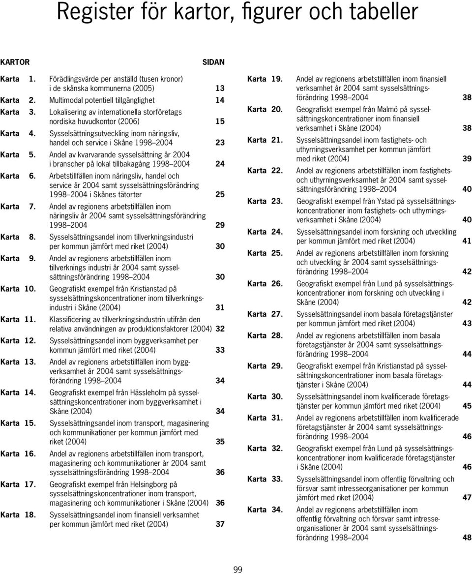 Andel av kvarvarande sysselsättning år 2004 i branscher på lokal tillbakagång 1998 2004 24 Karta 6.