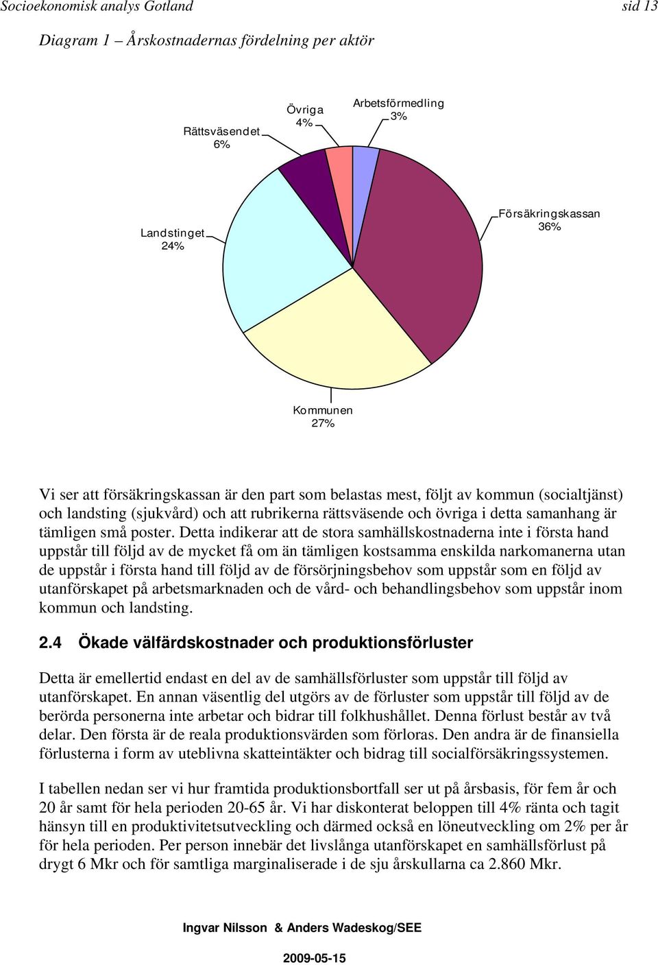 Detta indikerar att de stora samhällskostnaderna inte i första hand uppstår till följd av de mycket få om än tämligen kostsamma enskilda narkomanerna utan de uppstår i första hand till följd av de