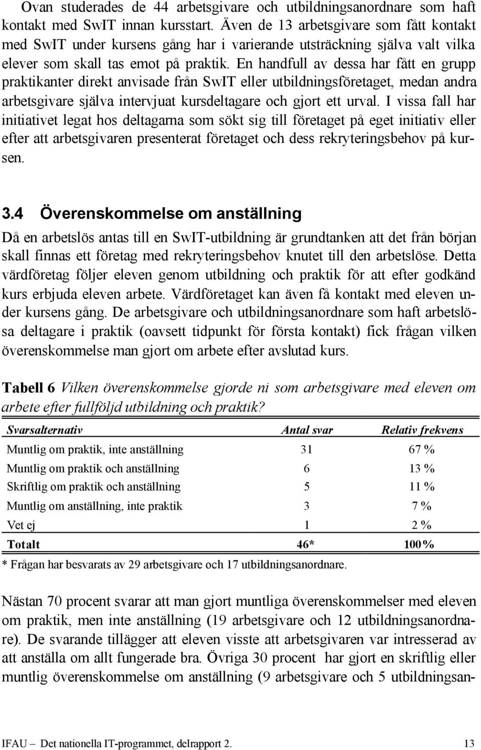 En handfull av dessa har fått en grupp praktikanter direkt anvisade från SwIT eller utbildningsföretaget, medan andra arbetsgivare själva intervjuat kursdeltagare och gjort ett urval.