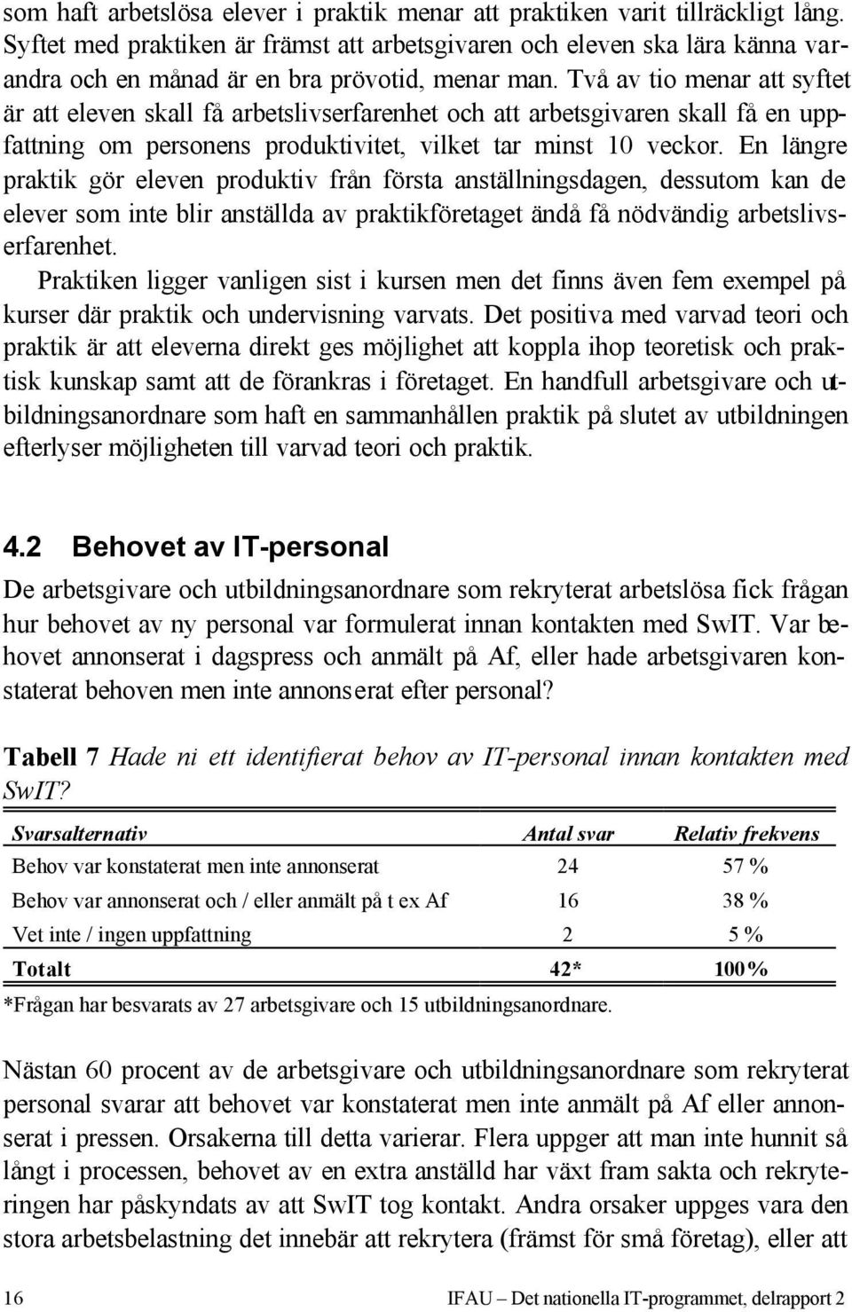 Två av tio menar att syftet är att eleven skall få arbetslivserfarenhet och att arbetsgivaren skall få en uppfattning om personens produktivitet, vilket tar minst 10 veckor.