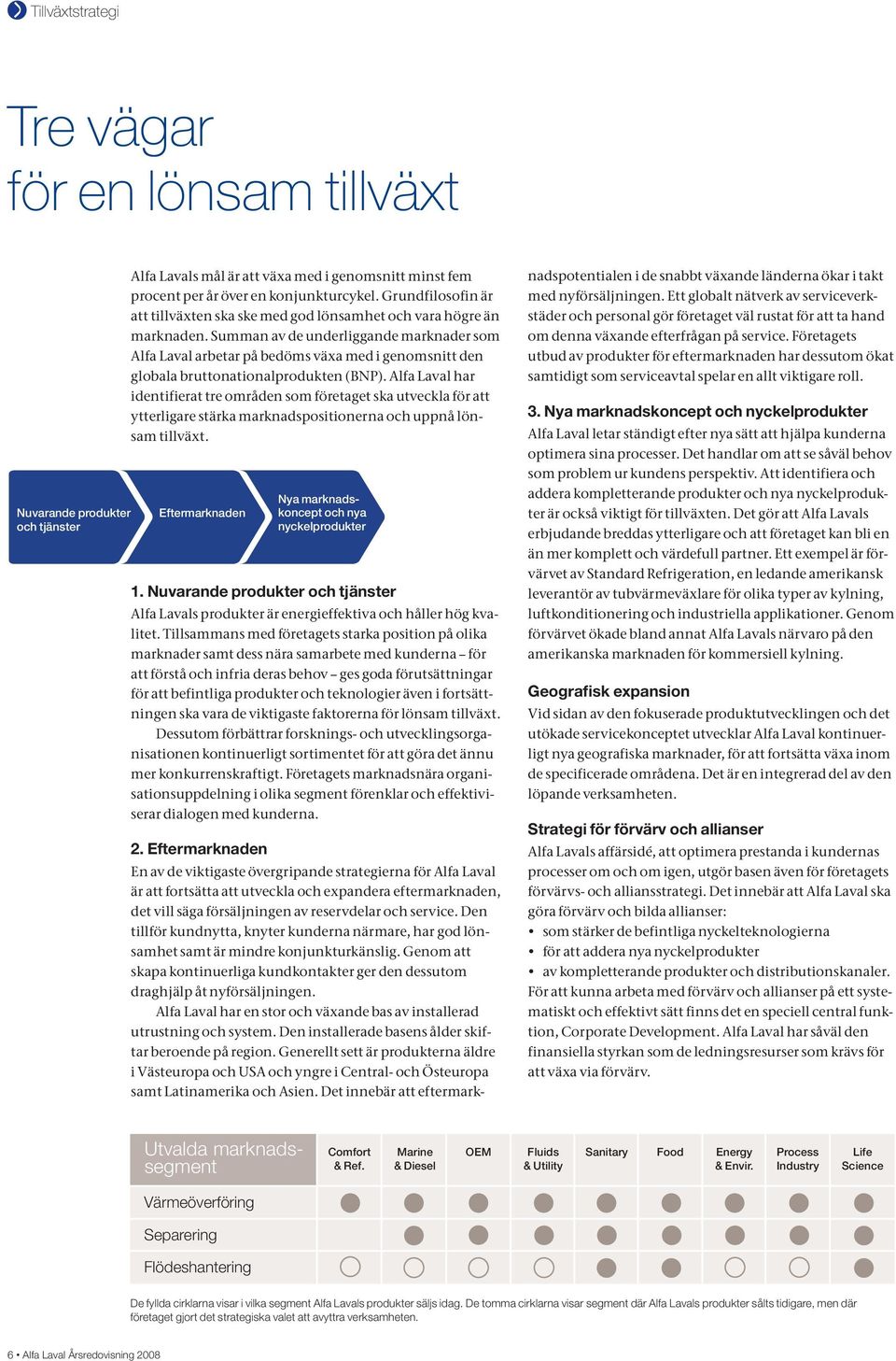 Summan av de underliggande marknader som Alfa Laval arbetar på bedöms växa med i genomsnitt den globala bruttonationalprodukten (BNP).