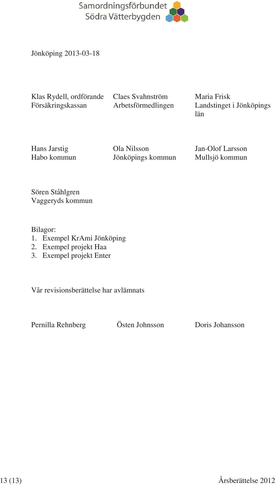 kommun Sören Ståhlgren Vaggeryds kommun Bilagor: 1. Exempel KrAmi Jönköping 2. Exempel projekt Haa 3.