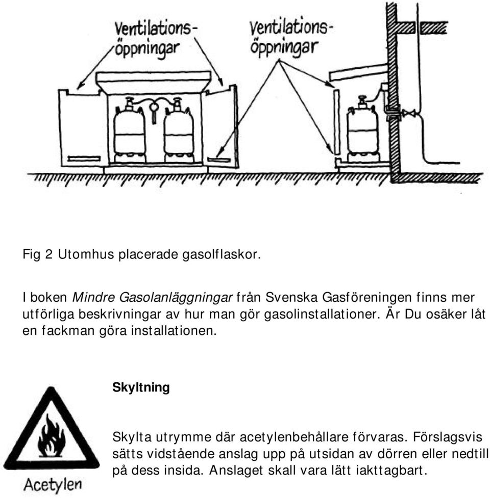 man gör gasolinstallationer. Är Du osäker låt en fackman göra installationen.