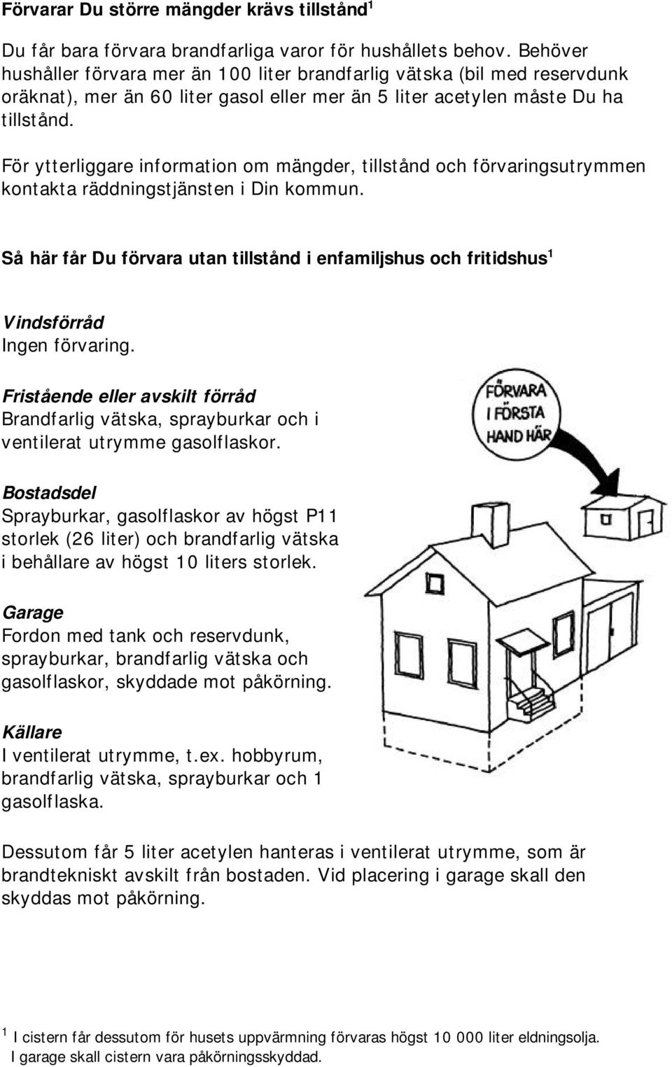 För ytterliggare information om mängder, tillstånd och förvaringsutrymmen kontakta räddningstjänsten i Din kommun.