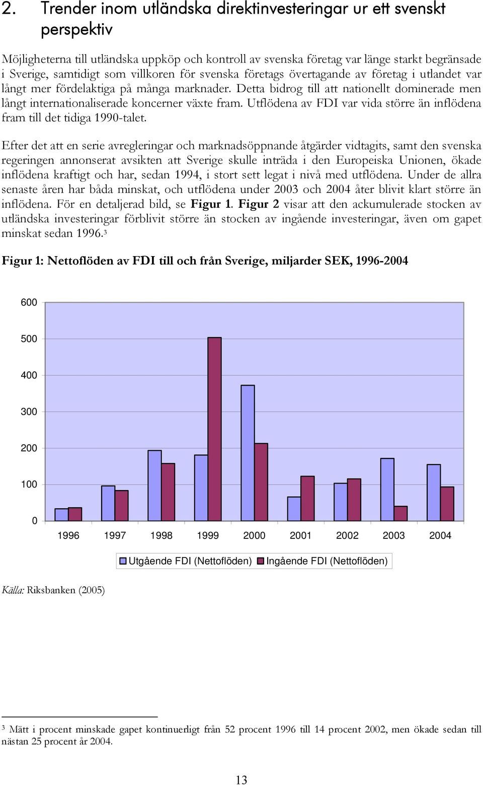 Detta bidrog till att nationellt dominerade men långt internationaliserade koncerner växte fram. Utflödena av FDI var vida större än inflödena fram till det tidiga 1990-talet.