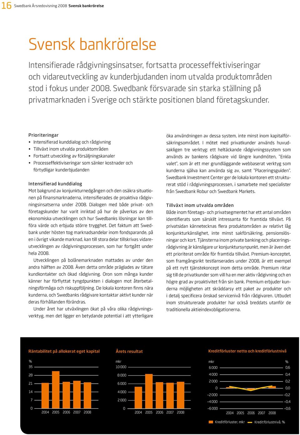 Prioriteringar Intensifierad kunddialog och rådgivning Tillväxt inom utvalda produktområden Fortsatt utveckling av försäljningskanaler Processeffektiviseringar som sänker kostnader och förtydligar