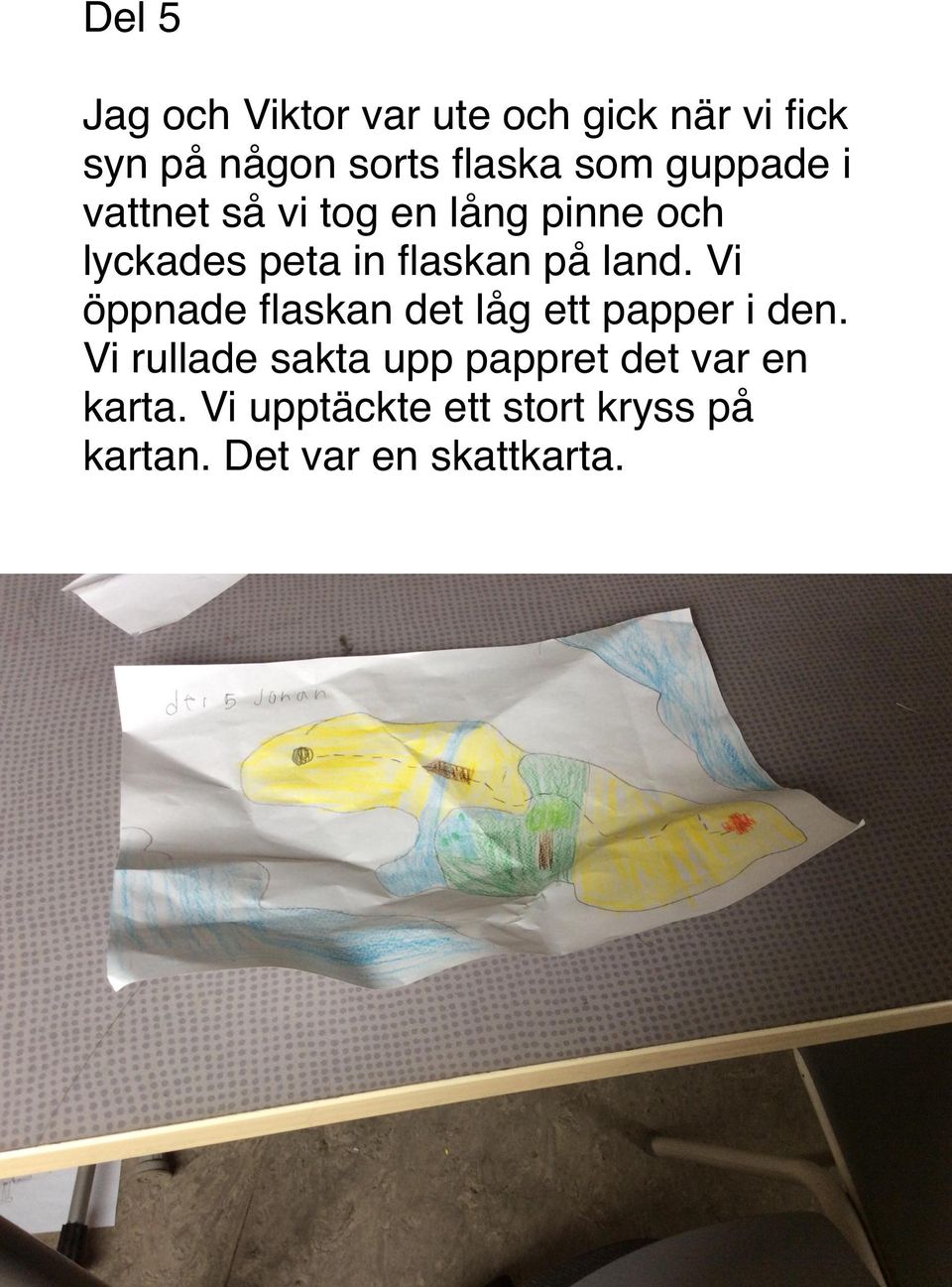 land. Vi öppnade flaskan det låg ett papper i den.