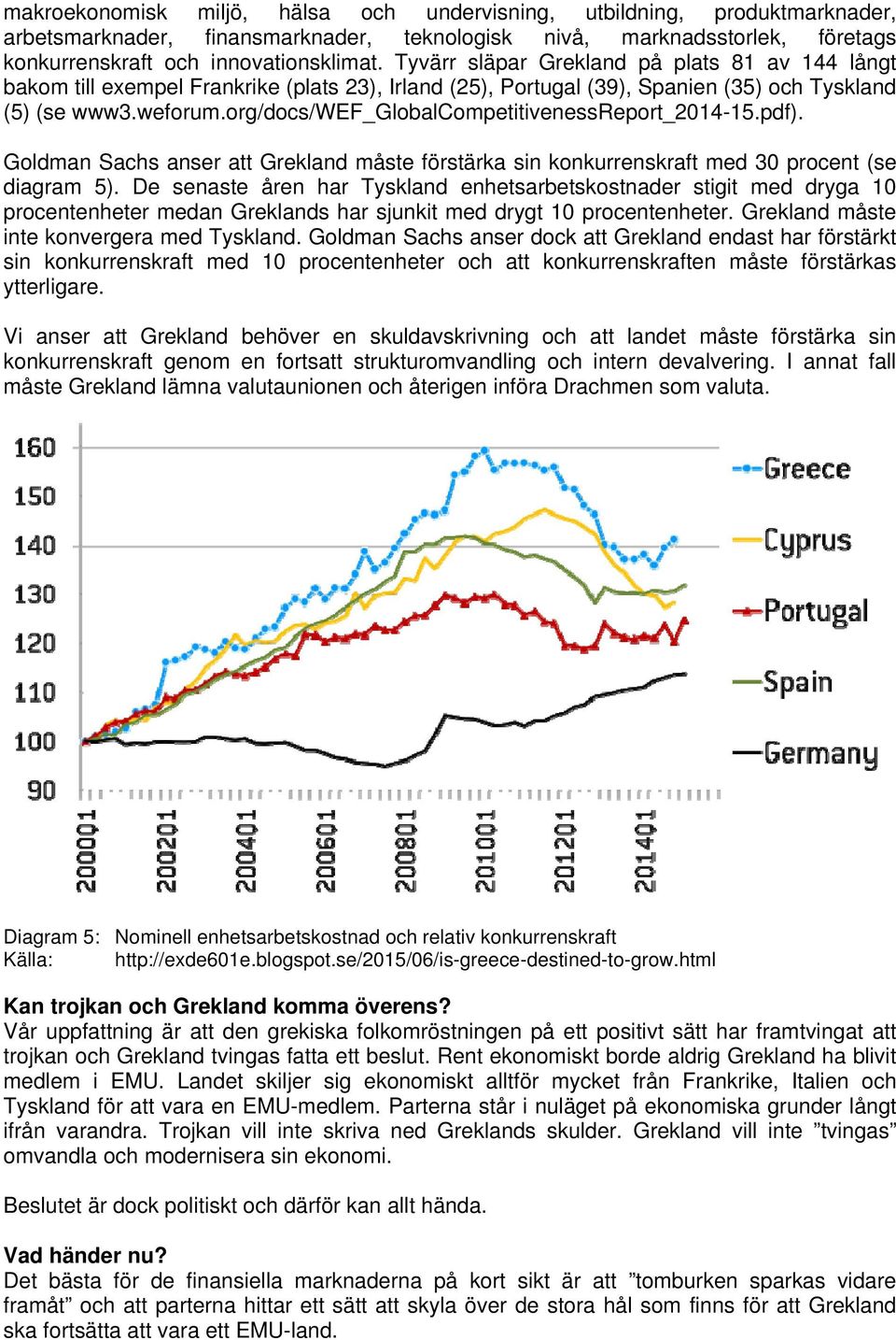 org/docs/wef_globalcompetitivenessreport_2014-15.pdf). Goldman Sachs anser att Grekland måste förstärka sin konkurrenskraft med 30 procent (se diagram 5).