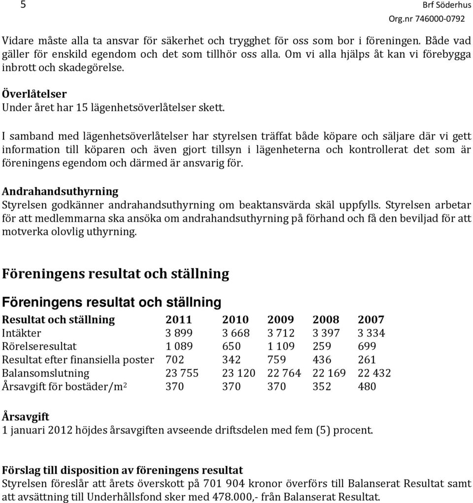 I samband med lägenhetsöverlåtelser har styrelsen träffat både köpare och säljare där vi gett information till köparen och även gjort tillsyn i lägenheterna och kontrollerat det som är föreningens