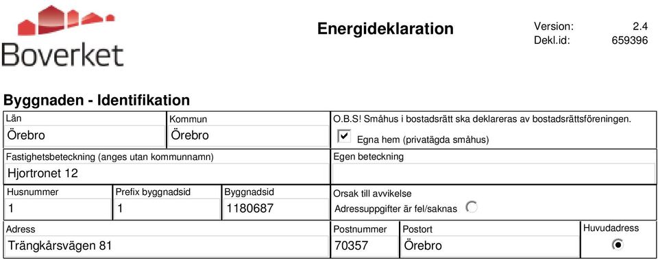 12 O.B.S! Småhus i bostadsrätt ska deklareras av bostadsrättsföreningen.