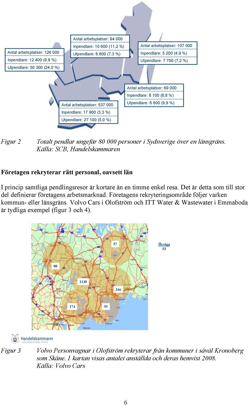 Utpendlare: 6 800 (9,9 %) Figur 2 Totalt pendlar ungefär 80 000 personer i Sydsverige över en länsgräns.