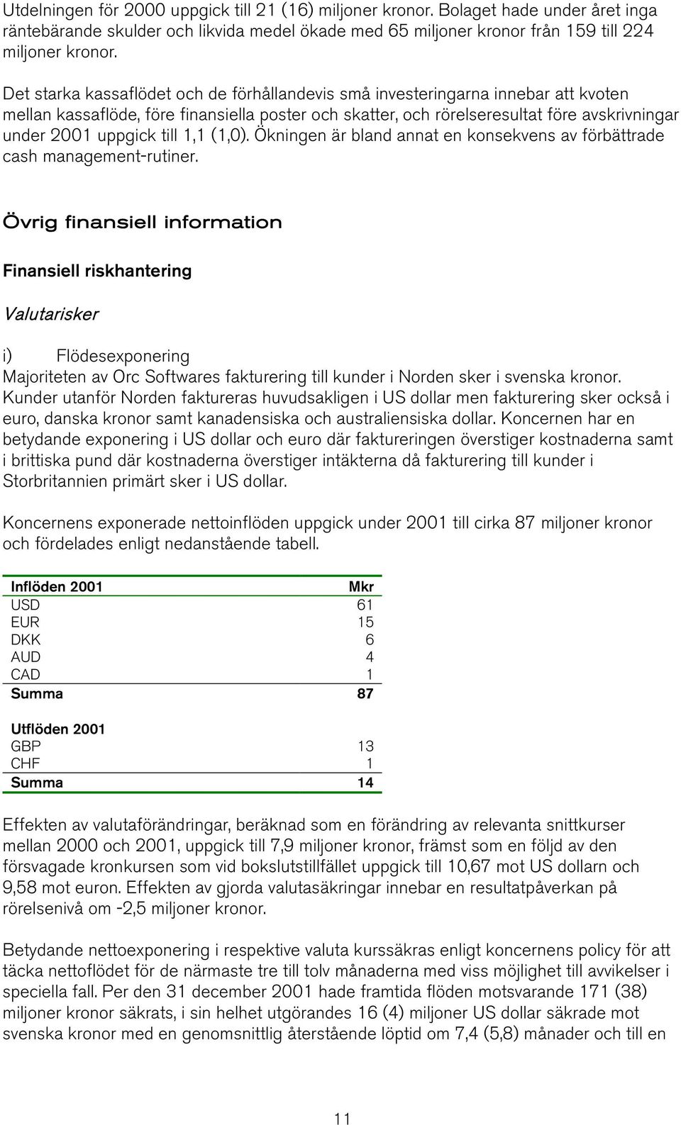 1,1 (1,0). Ökningen är bland annat en konsekvens av förbättrade cash management-rutiner.