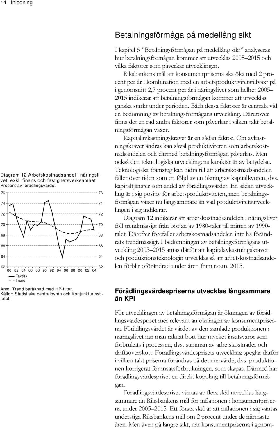 74 72 7 68 66 64 I kapitel 5 Betalningsförmågan på medellång sikt analyseras hur betalningsförmågan kommer att utvecklas 25 215 och vilka faktorer som påverkar utvecklingen.