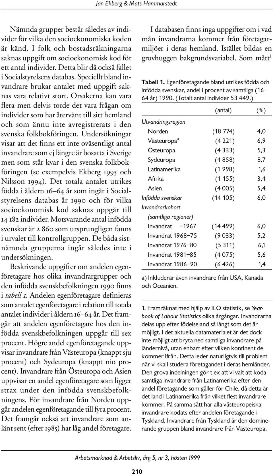 Speciellt bland invandrare brukar antalet med uppgift saknas vara relativt stort.