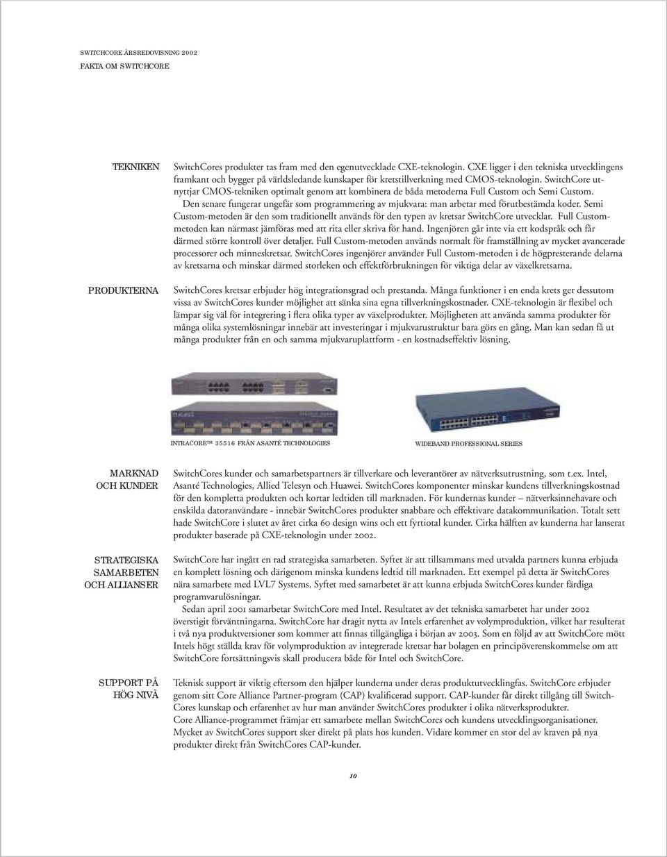 SwitchCore utnyttjar CMOStekniken optimalt genom att kombinera de båda metoderna Full Custom och Semi Custom.