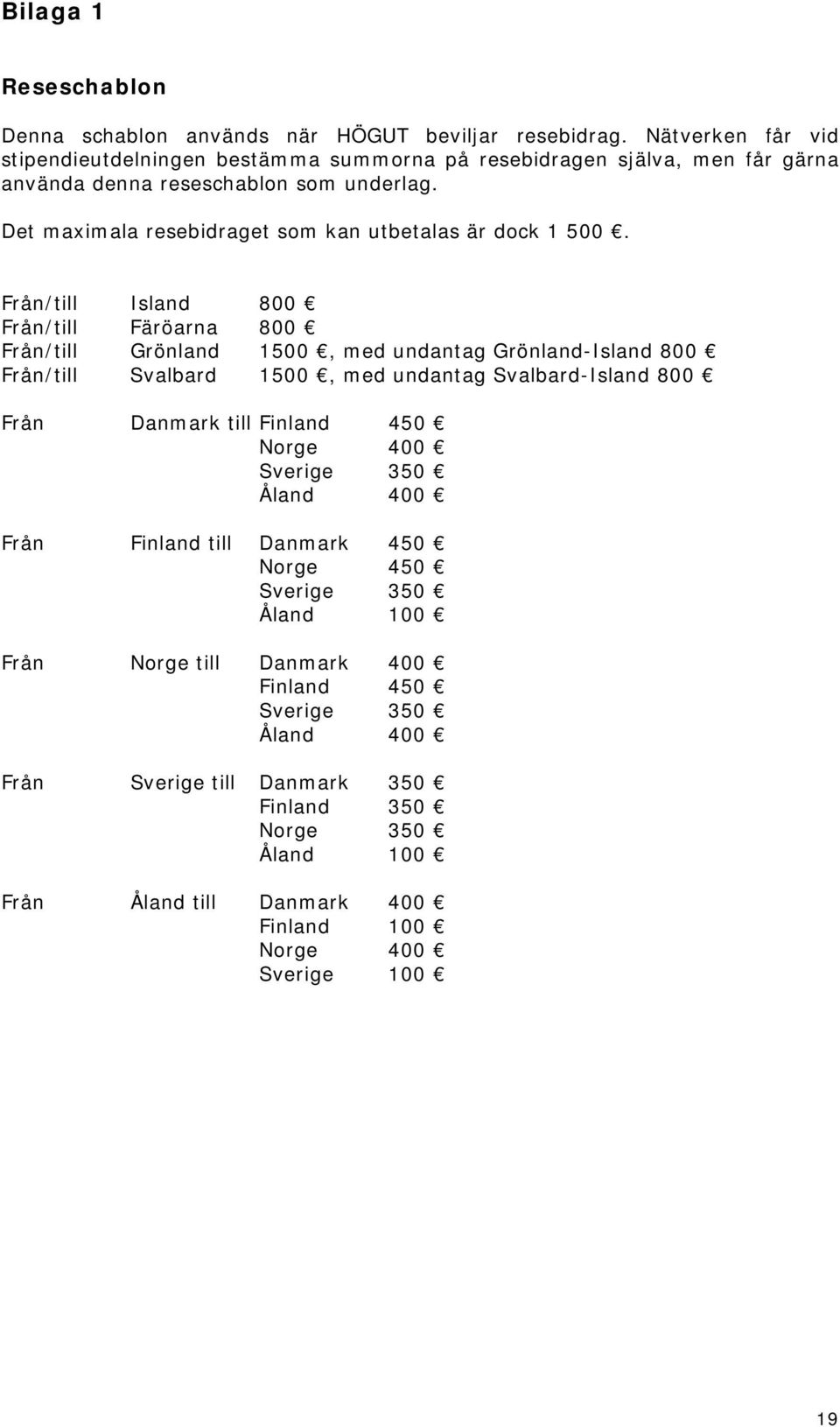 Det maximala resebidraget som kan utbetalas är dock 1 500.