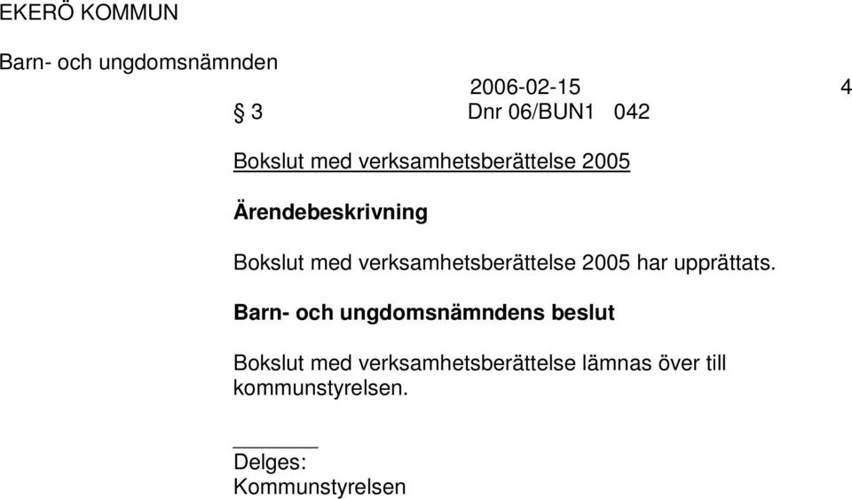 verksamhetsberättelse 2005 har upprättats.