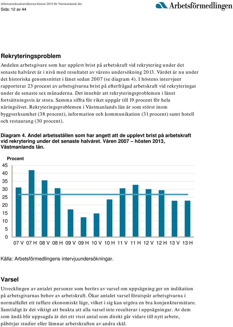 I höstens intervjuer rapporterar 23 procent av arbetsgivarna brist på efterfrågad arbetskraft vid rekryteringar under de senaste sex månaderna.