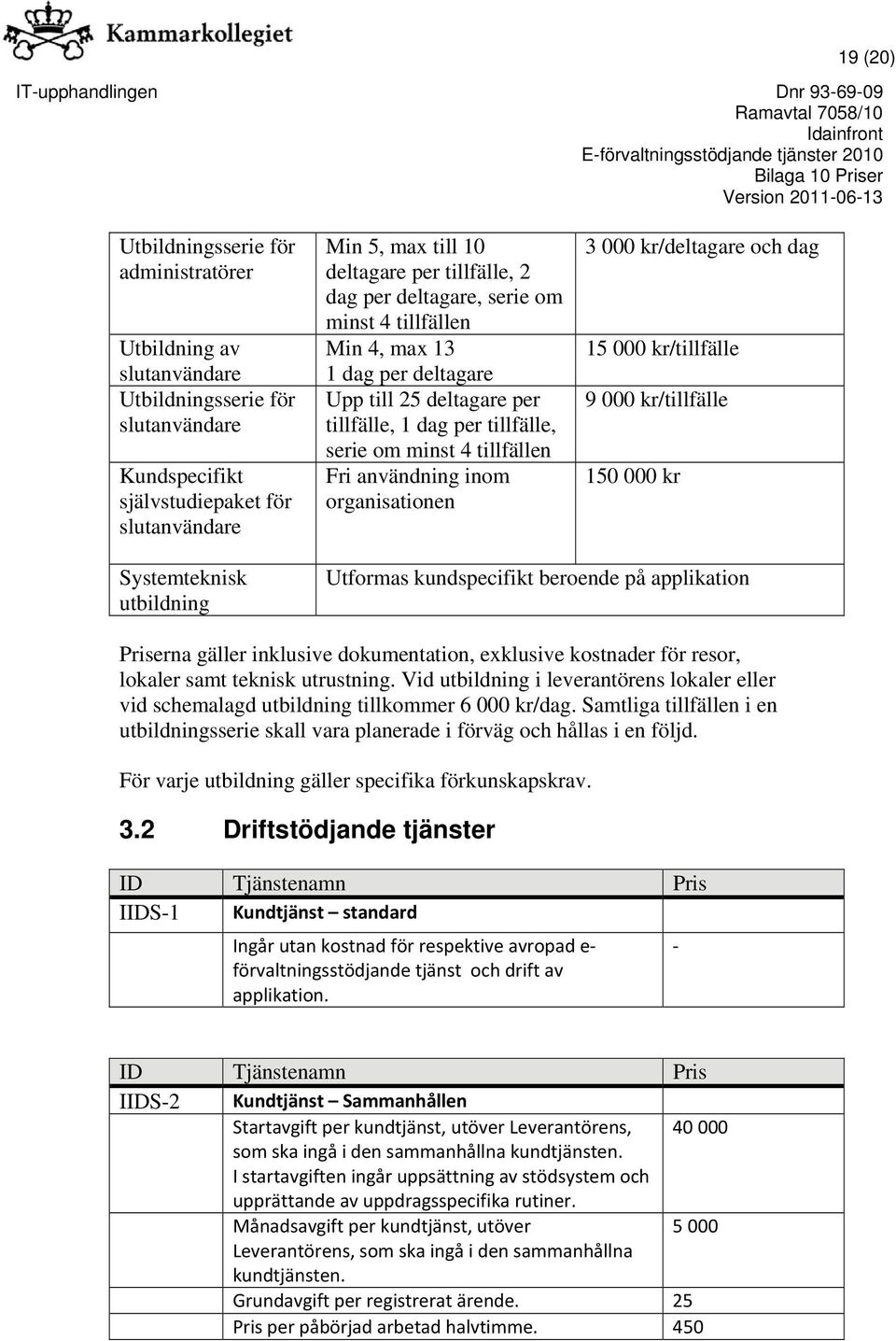 organisationen 3 000 kr/deltagare och dag 15 000 kr/tillfälle 9 000 kr/tillfälle 150 000 kr Systemteknisk utbildning Utformas kundspecifikt beroende på applikation Priserna gäller inklusive