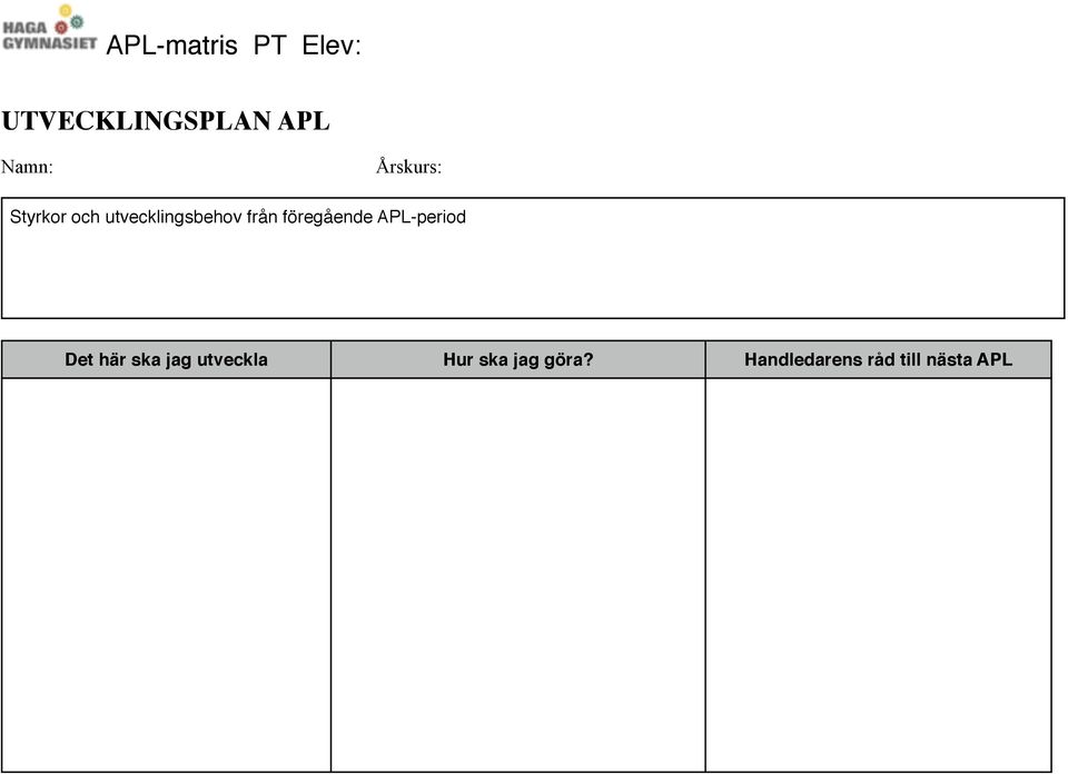 föregående APL-period Det här ska jag