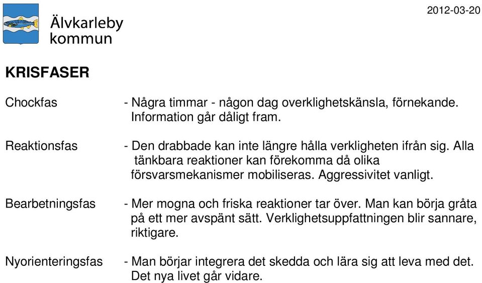 Alla tänkbara reaktioner kan förekomma då olika försvarsmekanismer mobiliseras. Aggressivitet vanligt.