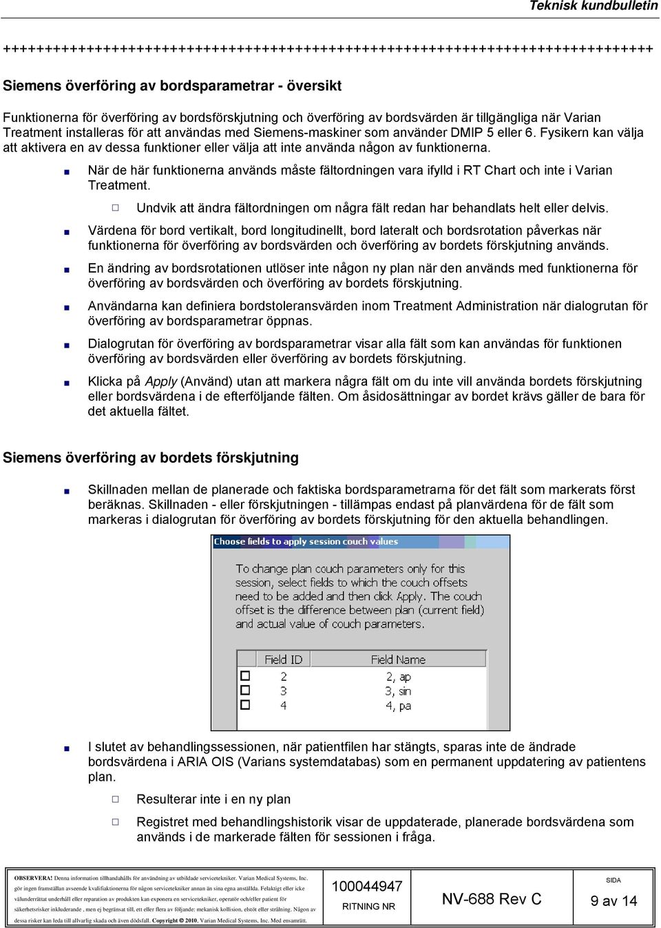 Fysikern kan välja att aktivera en av dessa funktioner eller välja att inte använda någon av funktionerna.