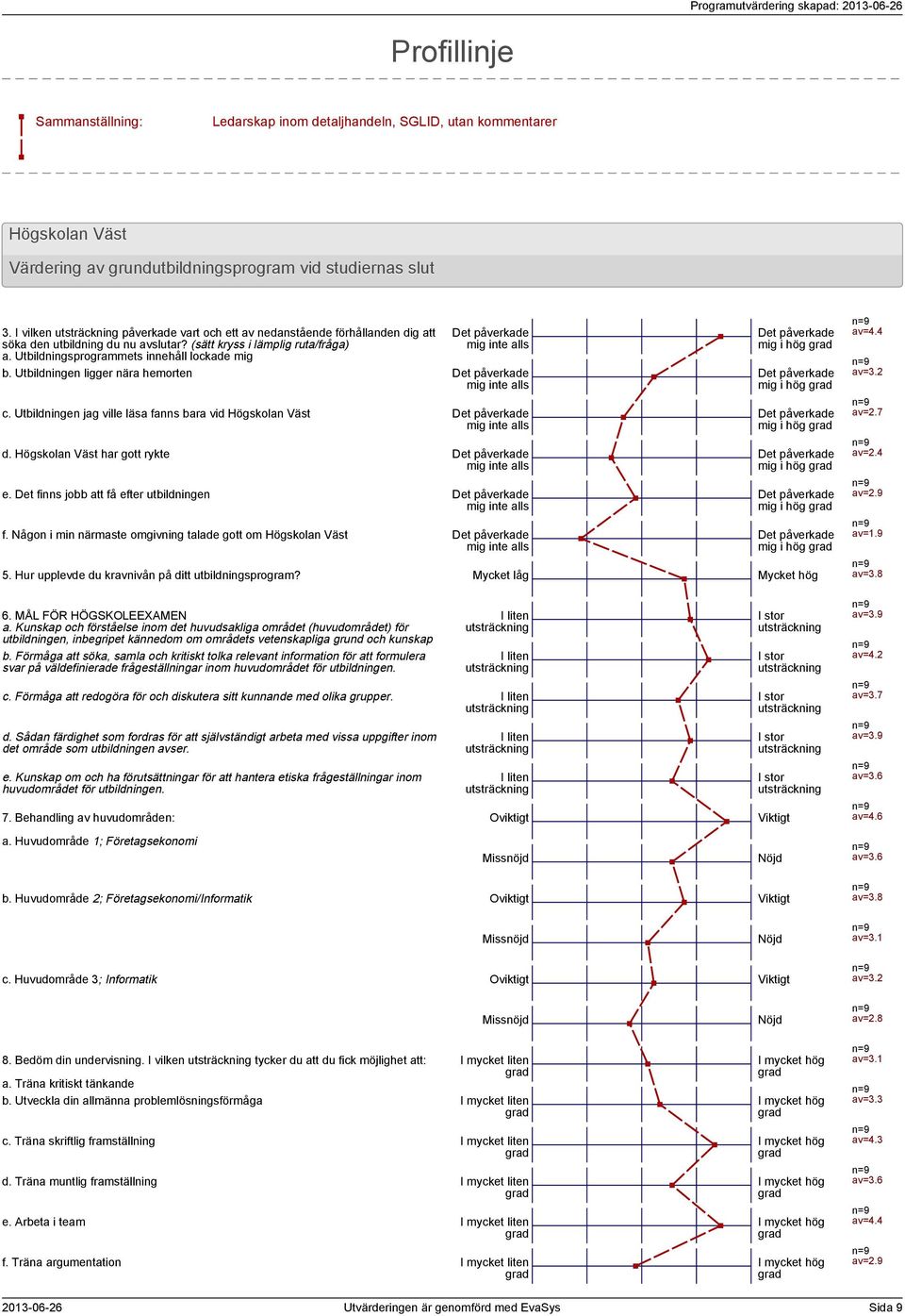 Utbildningen ligger nära hemorten c. Utbildningen jag ville läsa fanns bara vid Högskolan Väst d. Högskolan Väst har gott rykte e. Det finns jobb att få efter utbildningen f.