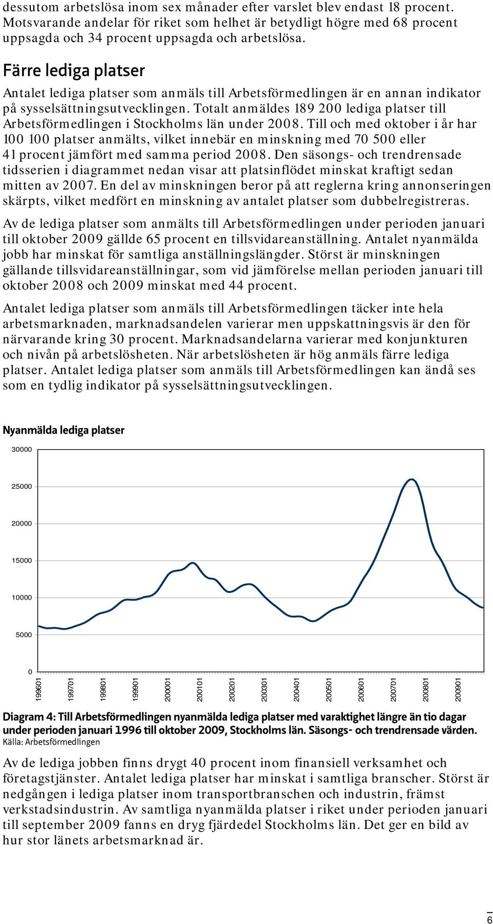 Totalt anmäldes 189 200 lediga platser till Arbetsförmedlingen i Stockholms län under 2008.