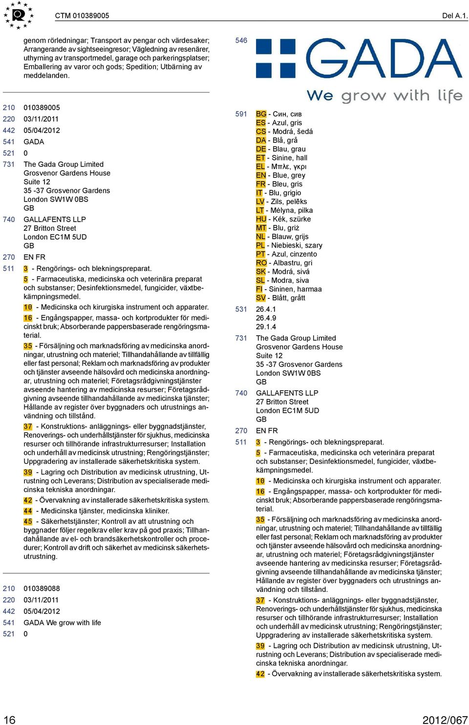 genom rörledningar; Transport av pengar och värdesaker; Arrangerande av sightseeingresor; Vägledning av resenärer, uthyrning av transportmedel, garage och parkeringsplatser; Emballering av varor och