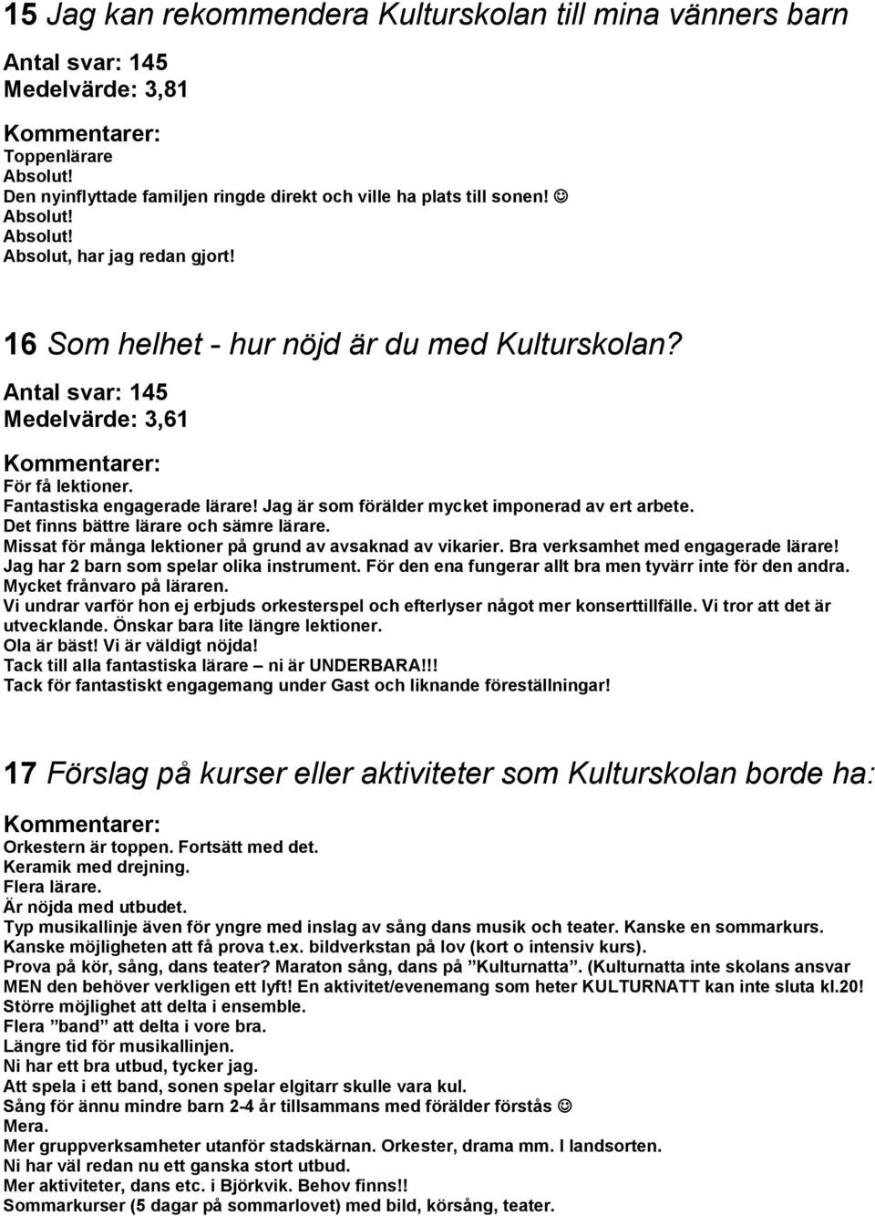 Det finns bättre lärare och sämre lärare. Missat för många lektioner på grund av avsaknad av vikarier. Bra verksamhet med engagerade lärare! Jag har 2 barn som spelar olika instrument.