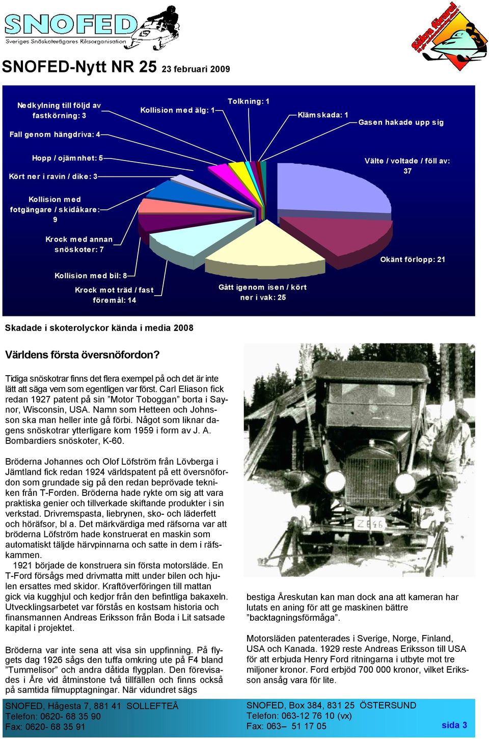 skoterolyckor kända i media 2008 Världens första översnöfordon? Tidiga snöskotrar finns det flera exempel på och det är inte lätt att säga vem som egentligen var först.