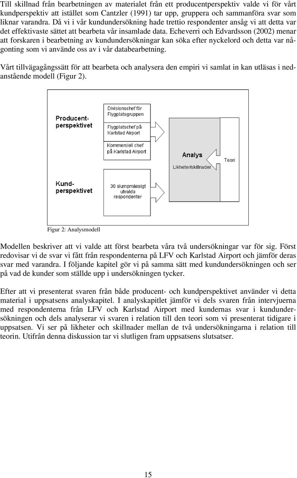 Echeverri och Edvardsson (2002) menar att forskaren i bearbetning av kundundersökningar kan söka efter nyckelord och detta var någonting som vi använde oss av i vår databearbetning.