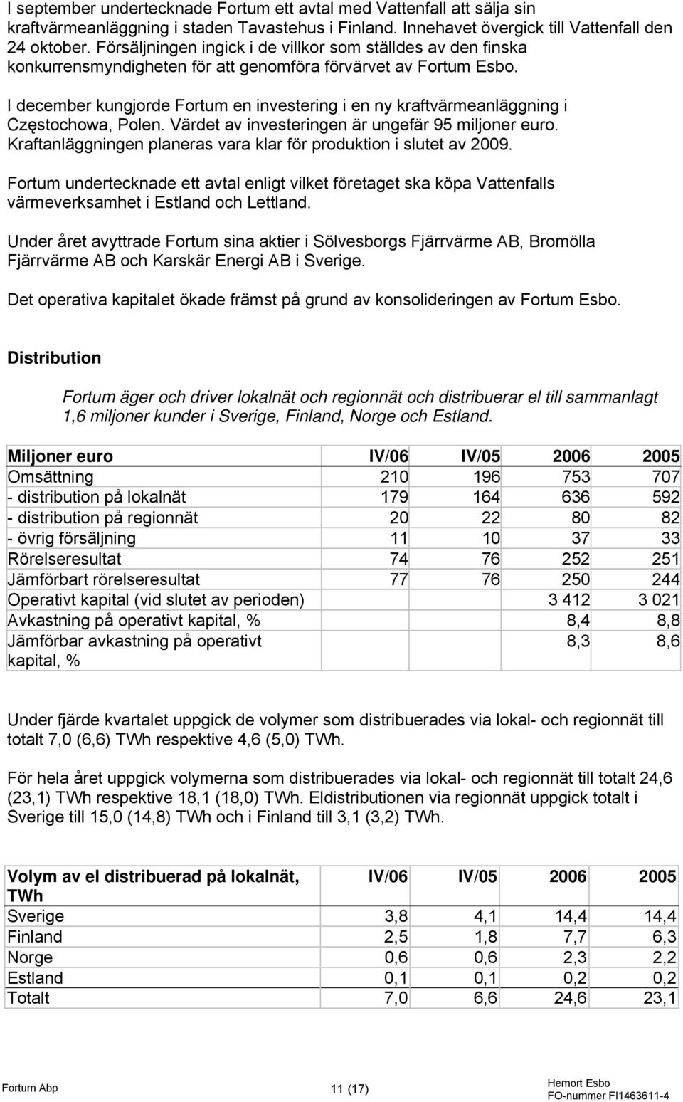 I december kungjorde Fortum en investering i en ny kraftvärmeanläggning i Częstochowa, Polen. Värdet av investeringen är ungefär 95 miljoner euro.