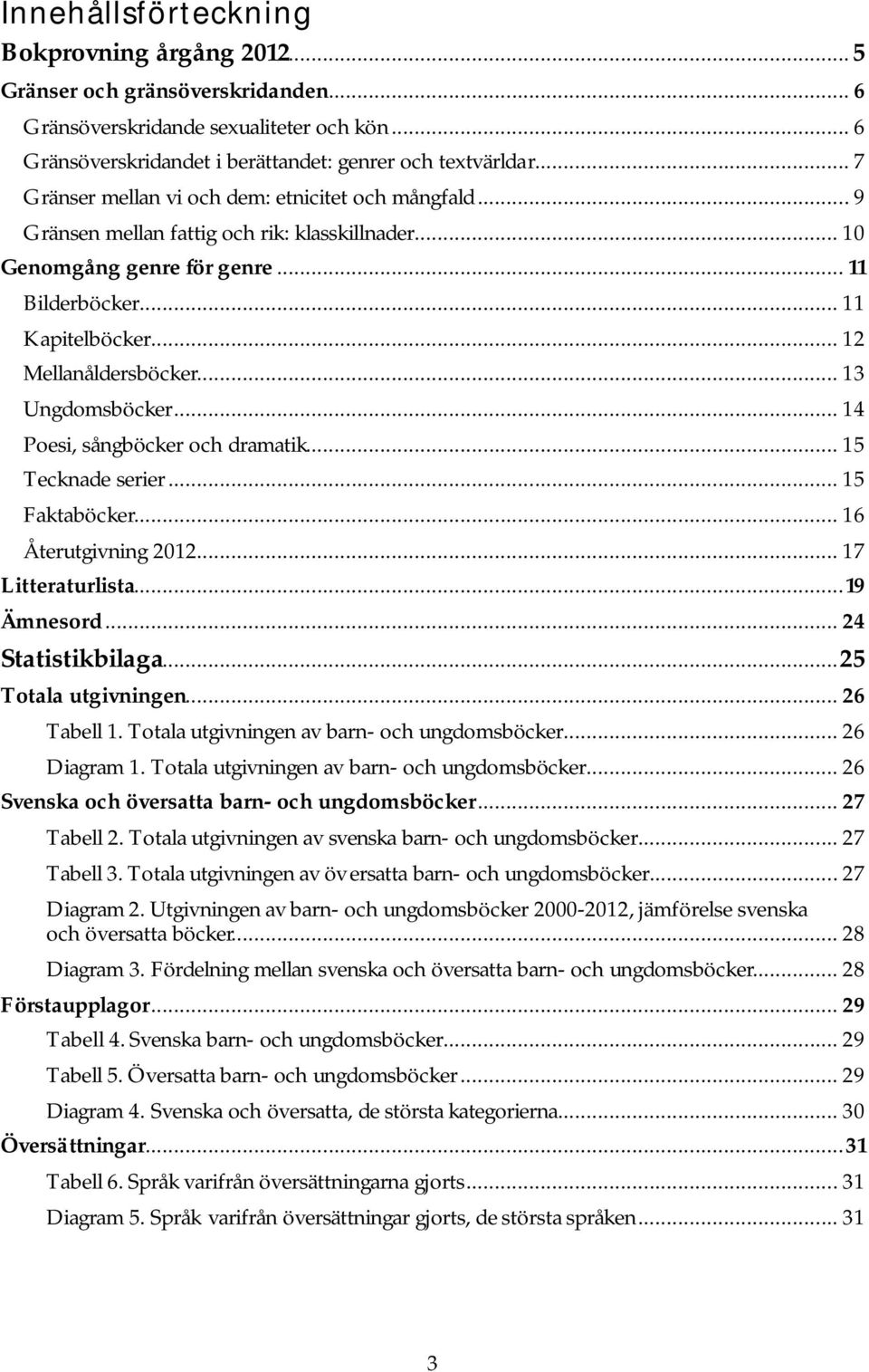 .. 13 Ungdomsböcker... 14 Poesi, sångböcker och dramatik... 15 Tecknade serier... 15 Faktaböcker... 16 Återutgivning 2012... 17 Litteraturlista... 19 Ämnesord... 24 Statistikbilaga.