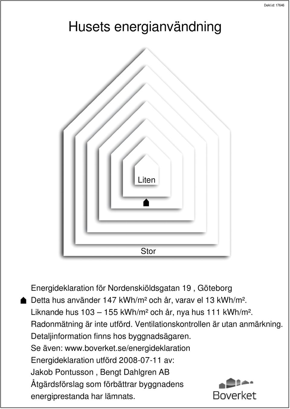 skontrollen är utan anmärkning. Detaljinformation finns hos byggnadsägaren. Se även: www.boverket.