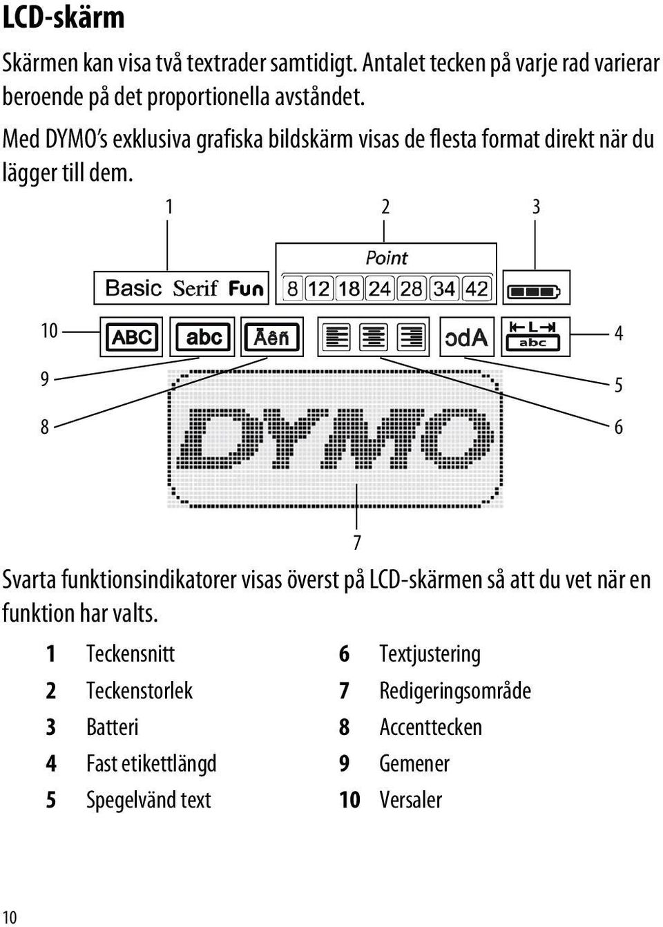 Med DYMO s exklusiva grafiska bildskärm visas de flesta format direkt när du lägger till dem.