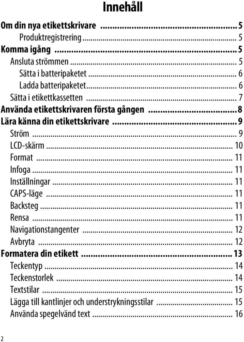 .. 9 LCD-skärm... 10 Format... 11 Infoga... 11 Inställningar... 11 CAPS-läge... 11 Backsteg... 11 Rensa... 11 Navigationstangenter... 12 Avbryta.